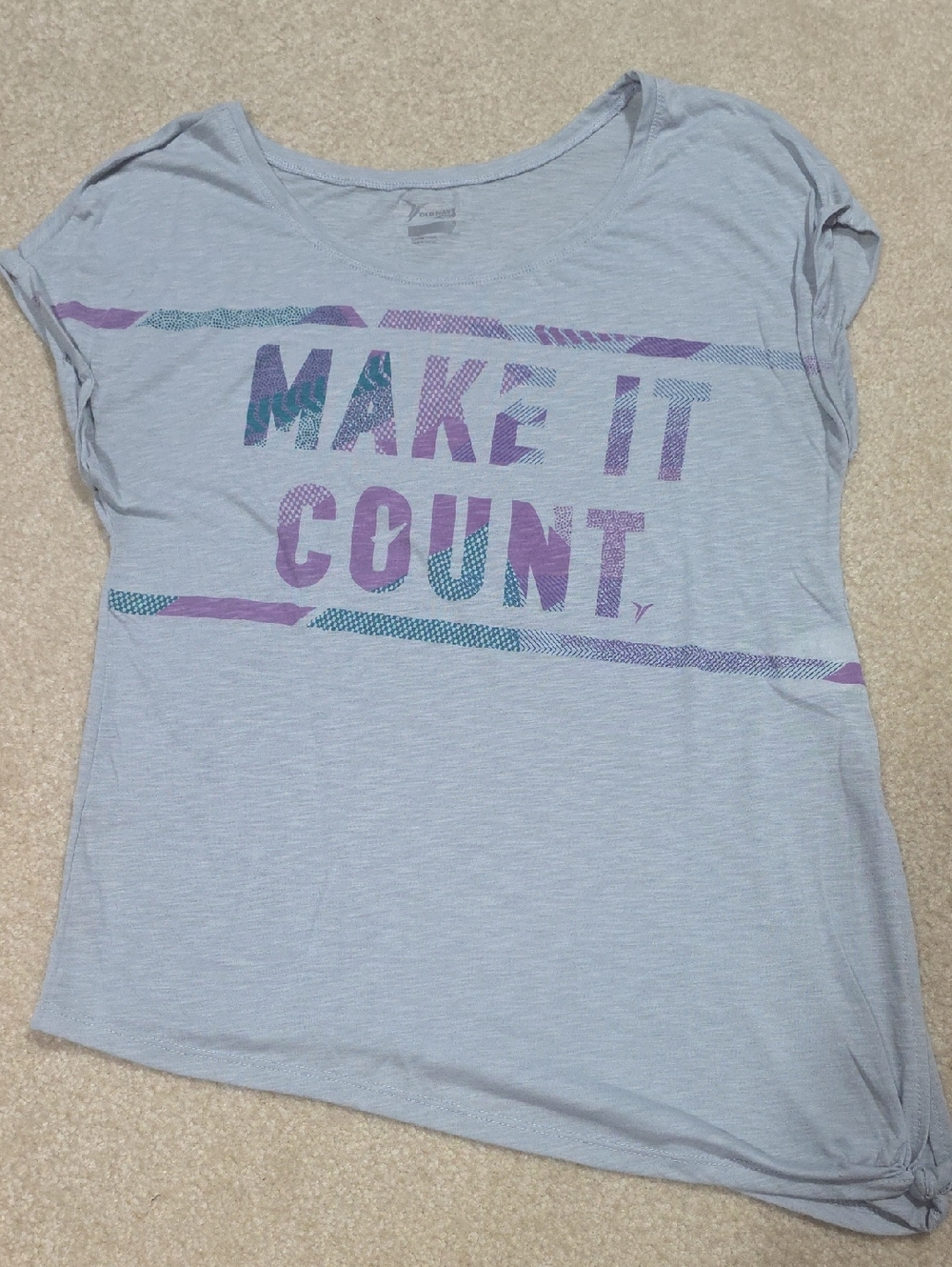 Old Navy Light Blue Short-Sleeve Tee with Purple and Teal Graphic